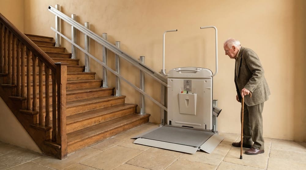 Plataforma salvaescaleras para personas mayores